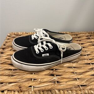 Vans Black and White Mule-Style Lace-Up Sneakers